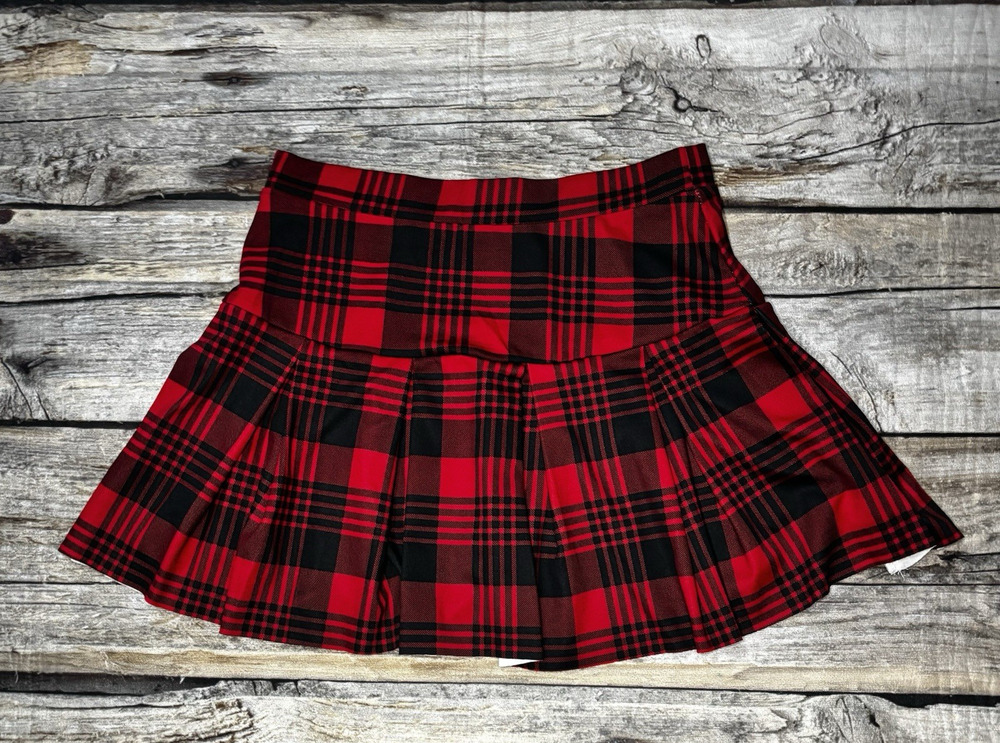 Jolie & Joy Plaid Pleated Mini Skirt Skater Gothcore Womens Large Red Black